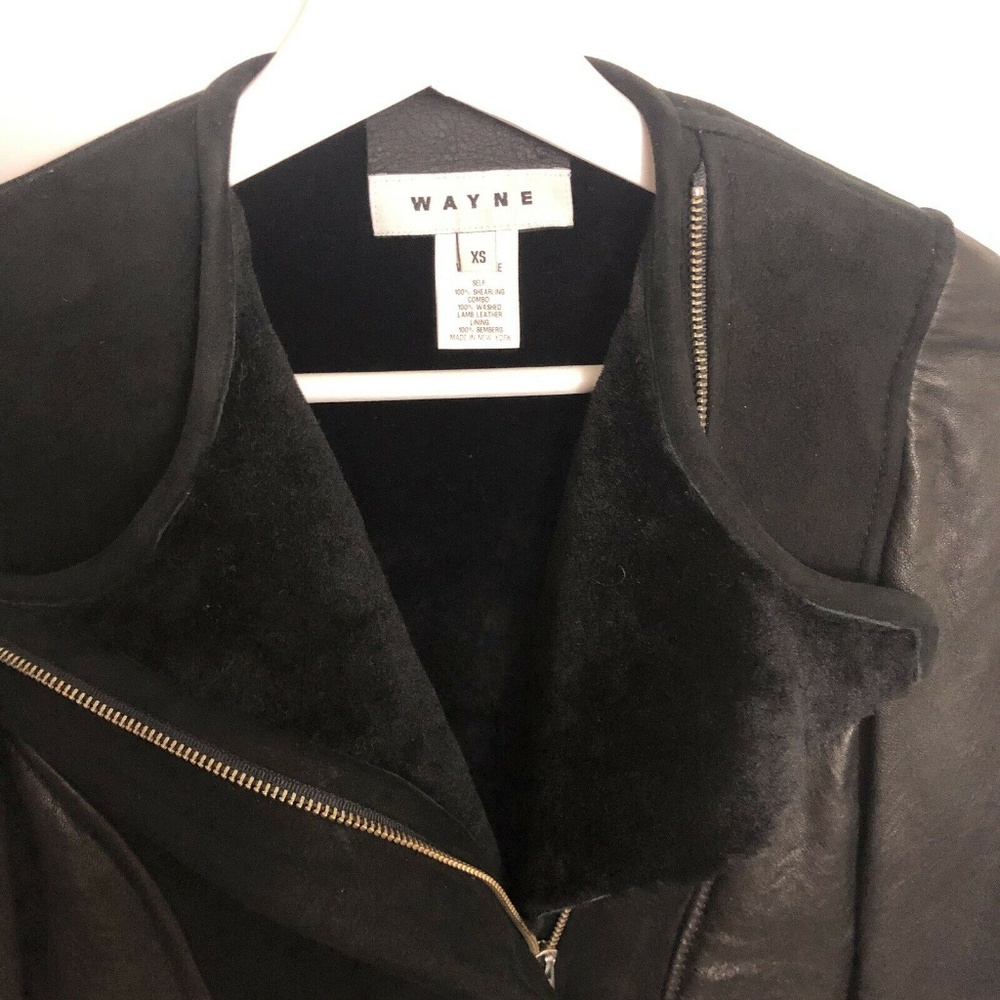 Wayne Shearling Leather Jacket Black Lambskin - image 5